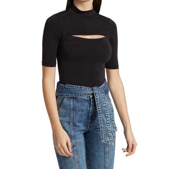 Jonathan Simkhai Standard Haze Jersey Cutout Bodysuit Turtle Neck Stretch Small - Picture 2 of 13